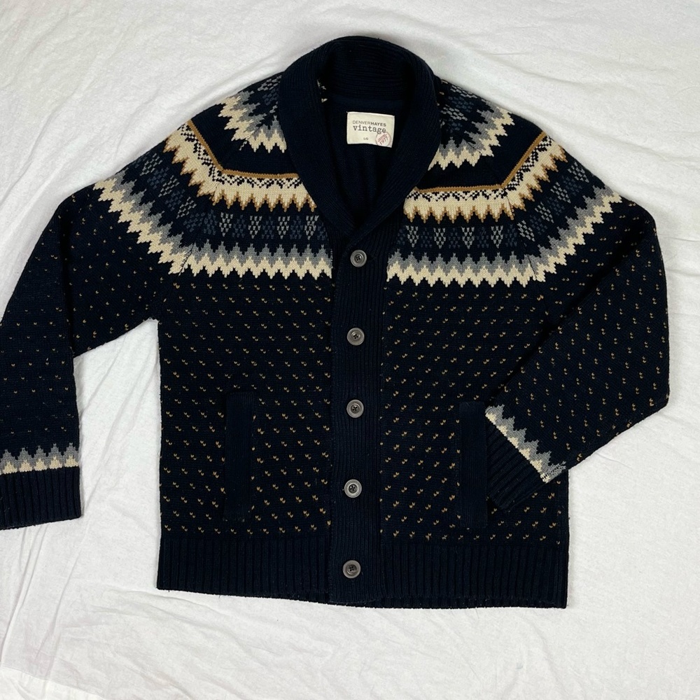 Grandpa Sweater | Denver Hays Vintage Heavy Knit Cardigan | Large